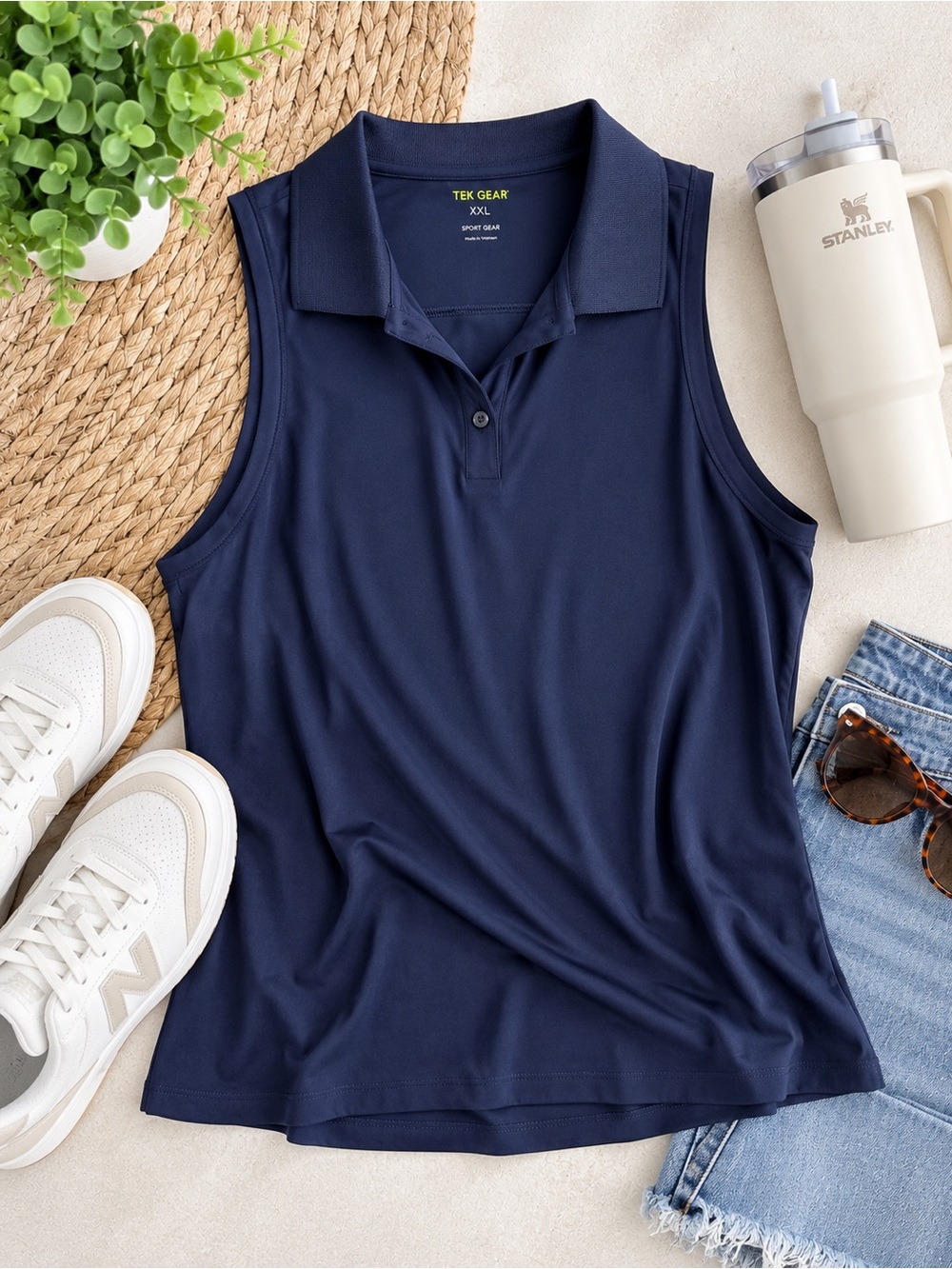 tek gear Navy Sleeveless Polo Tank Top